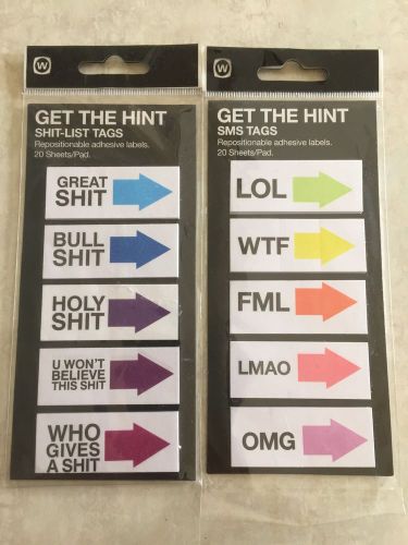 Multi Variety 2 Pack Funny office desk tags Get The Hint LOL WTF FML BULLSH*T