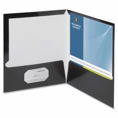 Business Source Two Pocket Folder, Ltr, 2-Pkts, 100 Shts, 25/BX, BK (BSN44425)