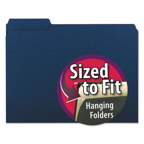 Interior File Folders, 1/3 Cut Top Tab, Letter, Navy, 100/Box