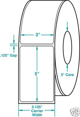 THERMAL TRANFER LABEL 3&#034;x5&#034;x6rolls 7,200Labels