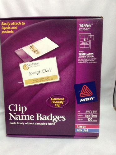 Avery 74556 Printable Name Badge NIB 100 2.75&#034; X 3.5&#034; Rigid Plastic Clip $88