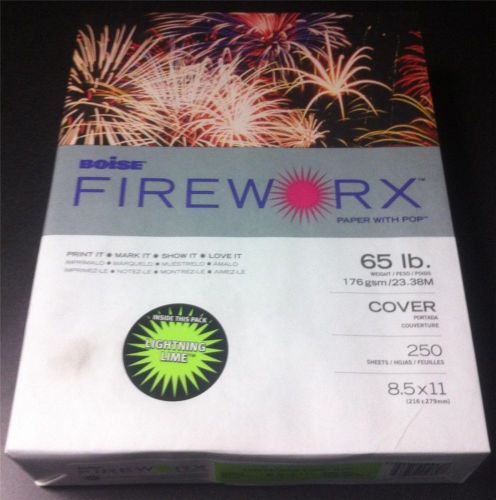 Boise fireworx colored cover stock, 65lb, 8 1/2 x 11, 250 sheets, lightning lime for sale