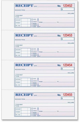 Money Rent Receipt Book 7.63 X 11 Tape Bound Part Carbonless Abftc1182