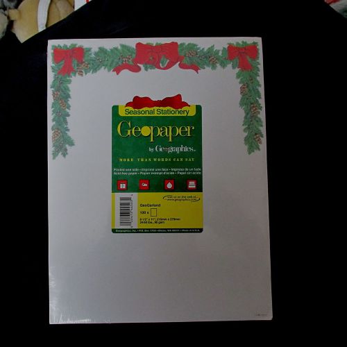 Geopaper Seasonal Stationery Red bows with green garland 100 sheets NIB sealed