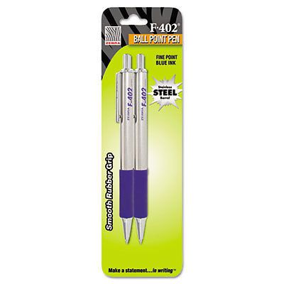 F-402 Ballpoint Retractable Pen, Blue Ink, Fine, 2/PK