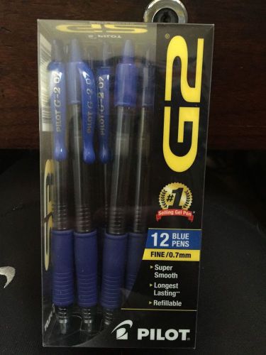 NEW Pilot G2 Gel Ink Retractable Rollerball Pen Fine Blue Ink Dozen