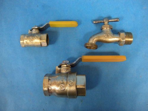 AGA BK Brass Ball Valves, Spigot; 1&#034;, 3/4&#034;, 1/2&#034; Lot of 3