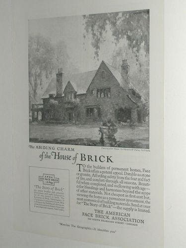 1920 American Face Brick Assoc. advertisement page, house construction