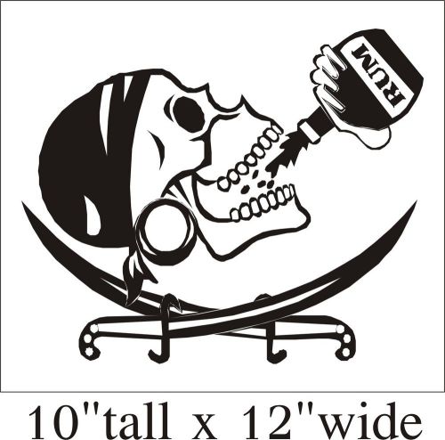 Rum Drinking Happy Skull Funny Car Truck Bumper Vinyl Sticker Decal Art - 1521