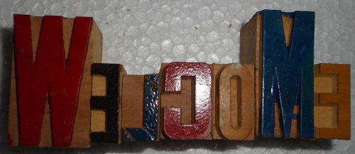 &#039;Welcome&#039; Letterpress Wood Type Used Hand Crafted Made In India B985