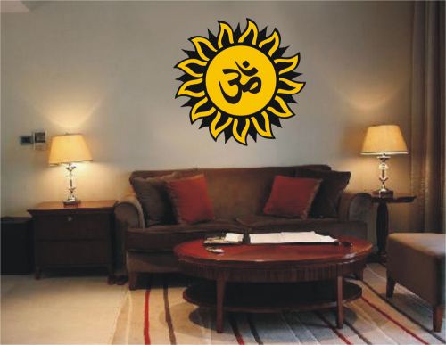 Stylized Om Aum Sun Sanskrit Hinduism Vinyl Wall Sticker Decal Decor - 1338