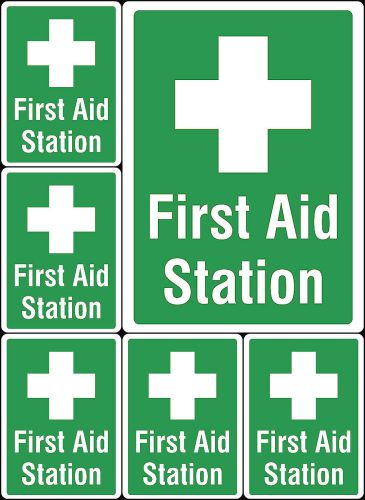 6 signs first aid station location employee auto shop construction safe usa s164 for sale