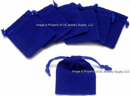 100 Royal Blue Velvet Velveteen 2&#034; x 2.5&#034; Drawstring Pouches