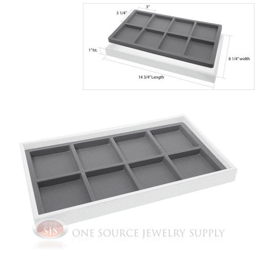 White plastic display tray gray 8 compartment liner insert organizer storage for sale
