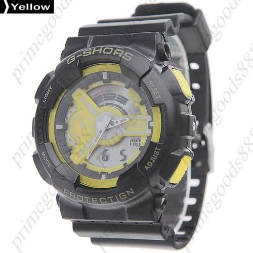 Waterproof Digital Rubber Band LED Wrist Men&#039;s Free Shipping Wristwatch Yellow