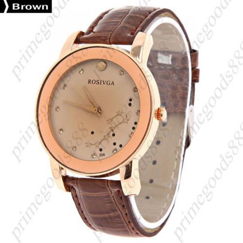 Star constellations big dipper stars pu leather  ladies wristwatch women&#039;s brown for sale