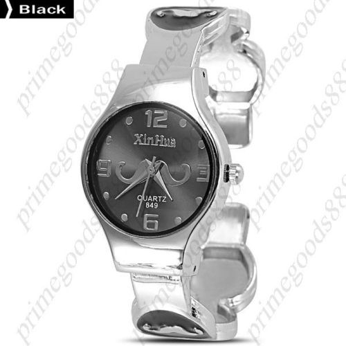 Mustache Alloy Bracelet Bangle Quartz Lady Ladies Wristwatch Women&#039;s Black