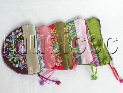 5pcs Mixed colors zipper silk Jewelry bags handbag pouches T303A6