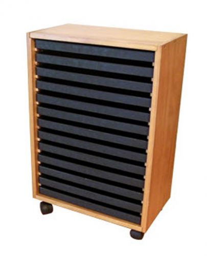 WOODEN STORAGE CABINET WITH 13 STANDARD JEWELER TRAYS