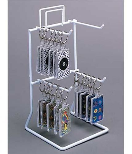 White Wire Countertop Display Rack 5&#034;L X 8&#034;W X 8.5&#034;H (4 Peg Hooks)