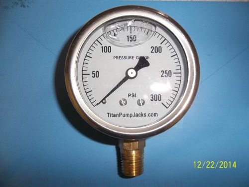 0-300 PSI  2 1/2&#034; OIL FILLED PRESSURE GAUGE  1/4&#034;  NPT BOTTOM MOUNT SS/BR CONST.