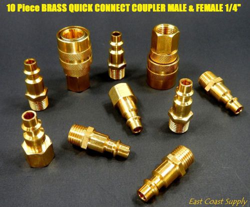 1/4&#034; BRASS QUICK CONNECT DISCONNECT COUPLER MALE FEMALE 10pc AIR HOSE COMPRESSOR