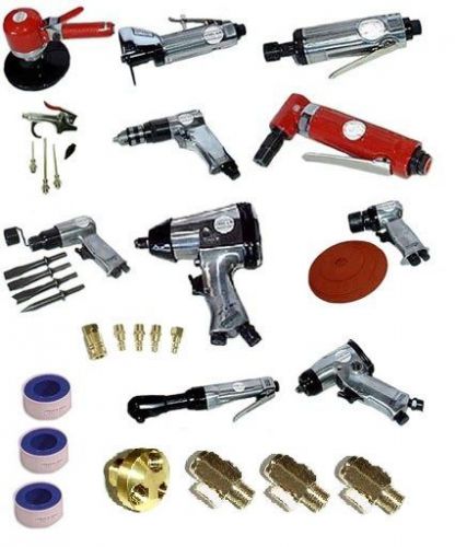 38 Pc Automotive Shop Pneumatic Air Tool Set Drill Wrench Ratchet Sander Grinder