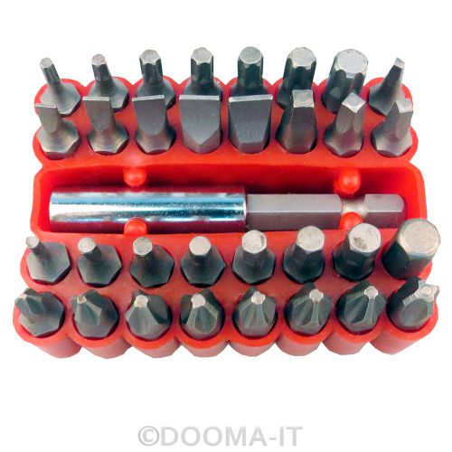 33Pc Tamperproof Screwdriver Torx Star Hex Slotted Bit Tool Set with Holder Case