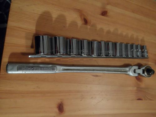 Craftsman 1/2 &#034; adjustable ratchet and 12 point 10 mm -30 mm shallow socket set for sale