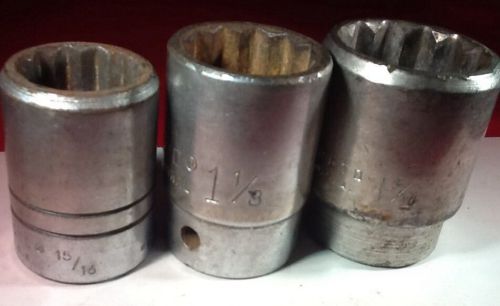 PROTO 3/4 Drive Socket Lot - 3 Pcs - 15/16 - 1-1/8 - 1-5/16 SAE 12 Point