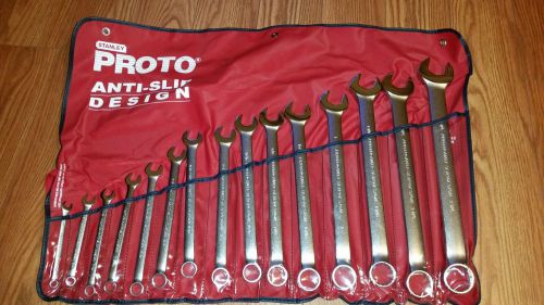 PROTO J1200FASD Combo Wrench Set,5/16-1-1/4&#034;,15 Pc