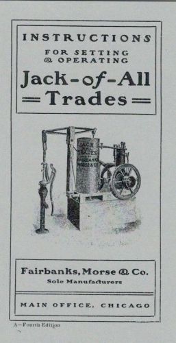 Fairbanks Morse Jack of all Trades Operating Instruction Book Engine Motor SM