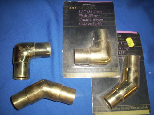 Box Lot Flush Elbows 45 + 90? Polished Brass  1.5&#034;  Bar Foot Rail 10 pcs Lido