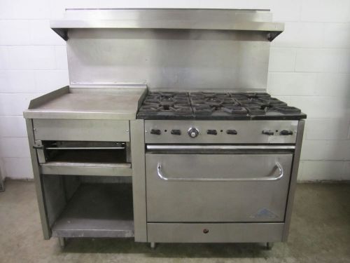 Castle 6 Burner Range Conventional Oven Griddle Broiler 59&#034;W x 31&#034;L x 61&#034;H