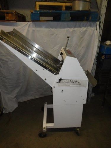 BERKEL GMB 1/2 FREE STANDING GRAVITY FED BREAD SLICER, CLEAN.