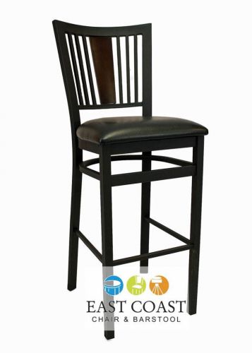 New Steel City Metal Restaurant Bar Stool with Black Frame &amp; Black Vinyl Seat