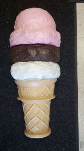 Large 31&#034; Pop Art Blow Mold Swirl Van/StrawChoc Ice Cream Cone SAFE-T-CUP Rare