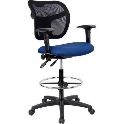 Flash furniture wl-a7671syg-nvy-ad-gg mid-back mesh drafting stool with navy blu for sale