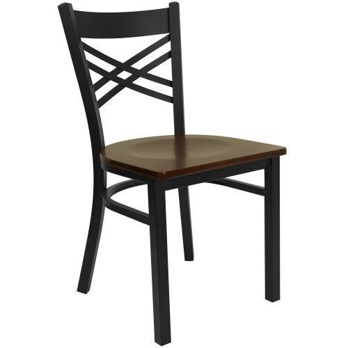 Flash Furniture XU-6FOBXBK-MAHW-GG HERCULES Series Black &#034;X&#034; Back Metal Restaura