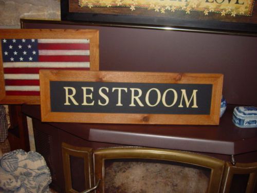 LARGE RESTROOM CUSTOM LETTERED RUSTIC CEDAR FRAME BAR DISPLAY SIGN