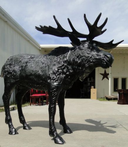 LIFESIZE MOOSE sculpture Statue w big Antlers Rack alaska style HUGE large