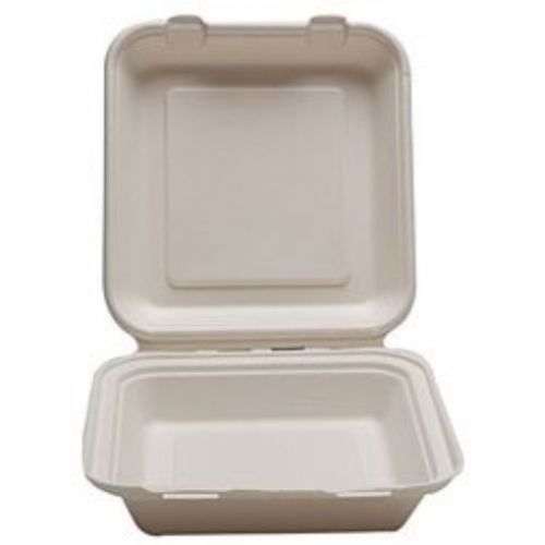 IFN Green 29-2003 Fiber Bagasse Clamshell  8.7&#034; Length x 8.1&#034; Width x 3.2&#034; Heigh