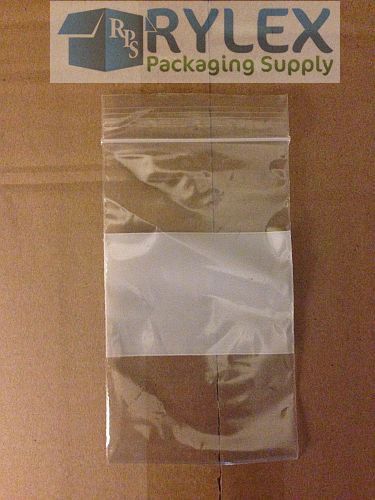 (100) 4&#034; x6&#034; White Block Clear Poly Ziplock Bags 4 Mil