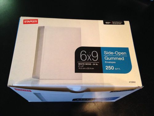 Staples 6x9 White Wove Side Opening Booklet Envelopes 250 Box