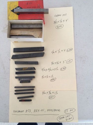 LOT OF (21) HSS TOOL LATHE BITS - 3/16&#034;, 5/16&#034;, 1/4&#034;, 3/8&#034;, &amp; 1/2&#034; SQUARE