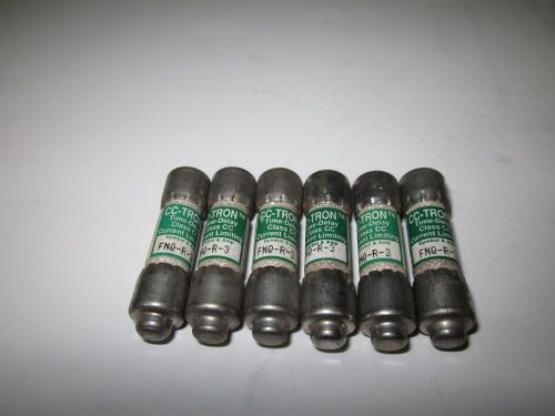 LOT OF 6 COOPER BUSSMANN FNQ-R-3 FUSE NEW NO BOX