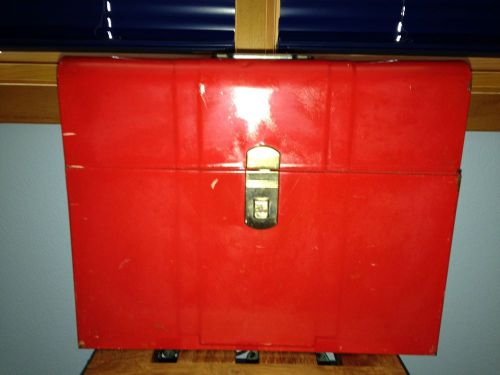 Vintage Hamilton Climax Red Metal Filing Box with Key 10&#034; x 12.5&#034; x 5.5&#034;