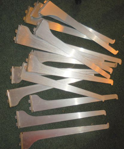 12&#034; Metal Shelf Brackets For Single Slot TRACK Wall Shelving USED- 16 Piece Lot