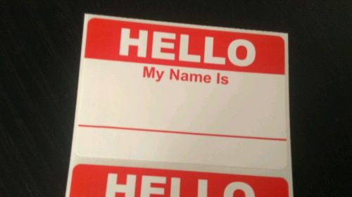 50 RED Hello My Name Is Name Tag Labels Stickers