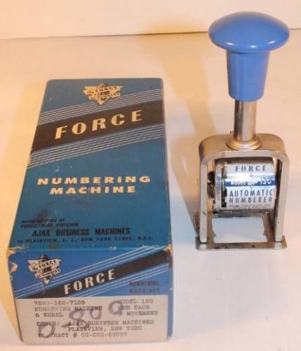 VTG AJAX FORCE Auto-Numbering Machine 6 WHEEL MODEL 150 IN BOX